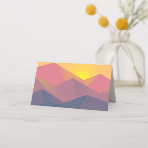 Rustic Mountains Geometric Minimalist Place Card