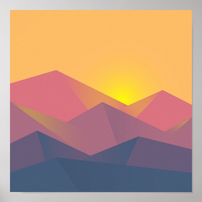 Rustic Mountains Geometric Minimalist Poster (Front)