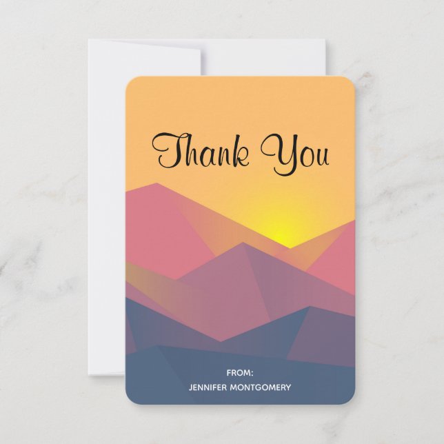 Rustic Mountains Geometric Minimalist Thank You Card (Front)