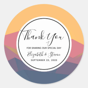 Rustic Mountains Geometric Minimalist Thank You Classic Round Sticker