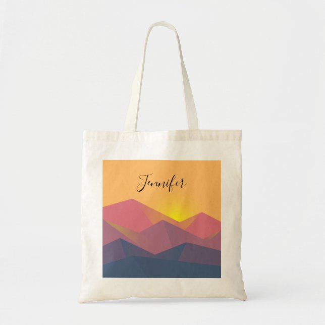 Rustic Mountains Geometric Minimalist Tote Bag (Front)