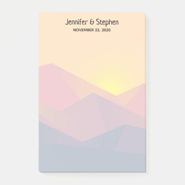 Rustic Mountains Geometric Minimalist Wedding Post-it Notes (Front)