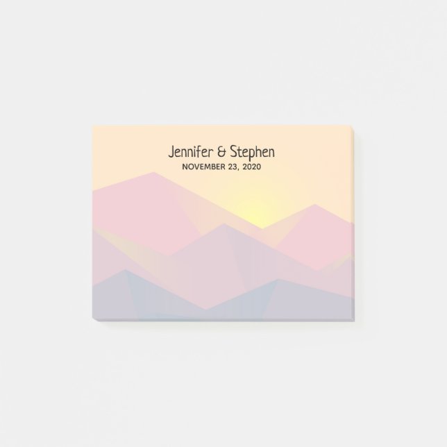 Rustic Mountains Geometric Minimalist Wedding Post-it Notes (Front)