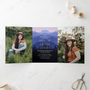 Rustic Mountains Graduation Party Tri-Fold 