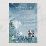 Rustic Mountains Honeymoon Fund Dark Dusk Blue  Enclosure Card<br><div class="desc">Theme Parties' watercolor mountains rustic Honeymoon Fund dark theme enclosure card design features watercolor trees and mountains set on a dark dusk blue watercolor background. The typography pairs traditional lettering with modern hand-lettered text. #HoneymoonFund #DustyBlueWedding</div>