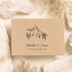 Rustic Mountains Landscape Wedding Monogram Rubber Stamp