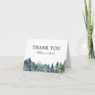 Rustic mountains outdoor theme wedding thank you card