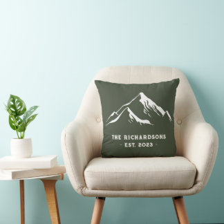 Rustic Mountains Personalised Family Name Lake Ski Cushion