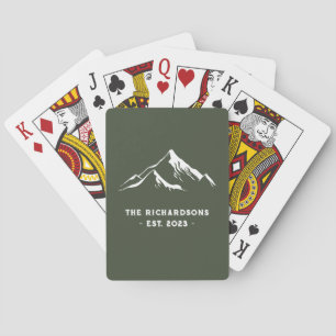 Rustic Mountains Personalised Family Name Lake Ski Playing Cards