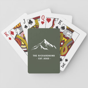 Rustic Mountains Personalised Family Name Lake Ski Playing Cards