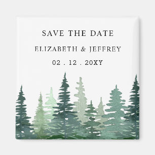 Rustic Mountains Pine Save The Date Magnet