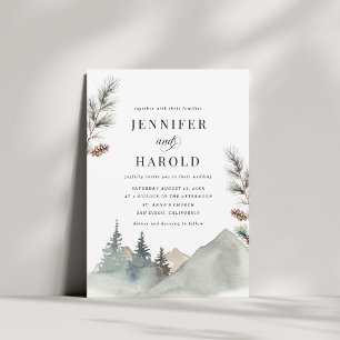 Rustic Mountains Pine Tree Forest Nature Wedding Invitation