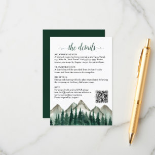 Rustic Mountains & Pine Wedding Details QR Code Enclosure Card