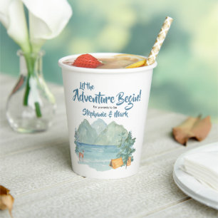 Rustic Mountains Watercolor Adventure Baby Shower Paper Cups
