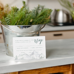 Rustic Mountains Watercolor Wedding w/ Meal RSVP Card