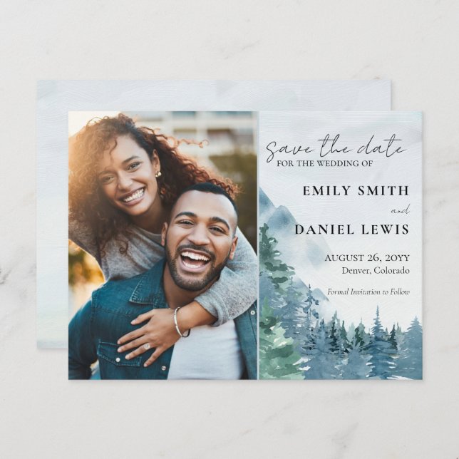Rustic Mountains Wedding Budget Save the Date Card (Front/Back)