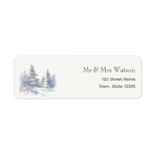 Rustic Mountains Winter Wedding Return Address Label