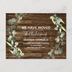 Rustic Moving Announcement Eucalyptus Greenery Postcard