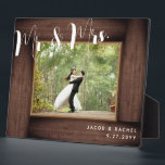 Rustic Mr. & Mrs. Modern Wedding Photo Frame<br><div class="desc">This design features a faux rustic wood "frame" and modern script text. Click the customise button for more flexibility in modifying the text. Variations of this design, different paper types, as well as coordinating products are available in our shop, zazzle.com/store/doodlelulu. Contact us if you need this design applied to a...</div>