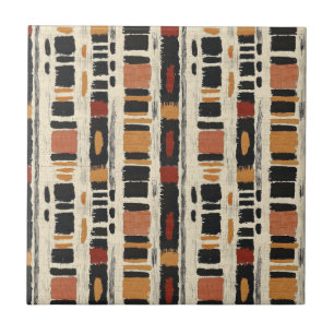 Rustic Mudcloth Geometric Pattern (1) Ceramic Tile