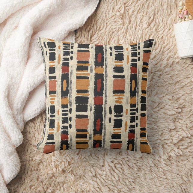 Rustic Mudcloth Geometric Pattern (1) Cushion (Blanket)