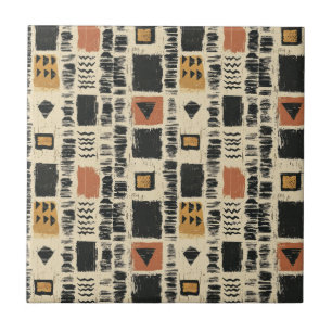 Rustic Mudcloth Geometric Pattern (3) Ceramic Tile