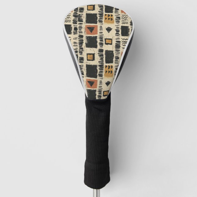 Rustic Mudcloth Geometric Pattern (3) Golf Head Cover (Front)