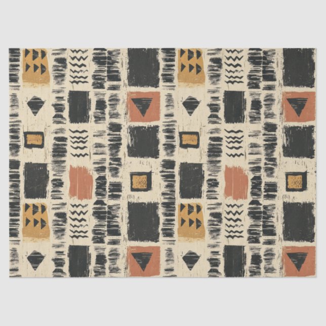 Rustic Mudcloth Geometric Pattern (3) Tissue Paper (Front)