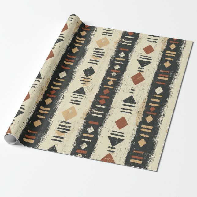 Rustic Mudcloth Geometric Pattern (4) Wrapping Paper (Unrolled)