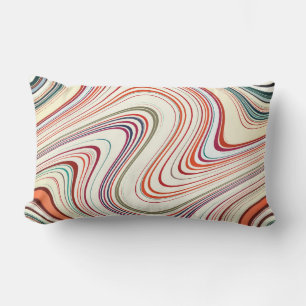 Rustic Multicolored Curvy Stripes Lumbar Cushion