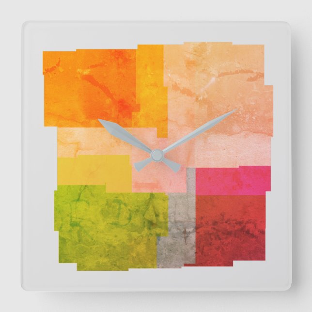 Rustic Multicolored Stripes  Square Wall Clock (Front)