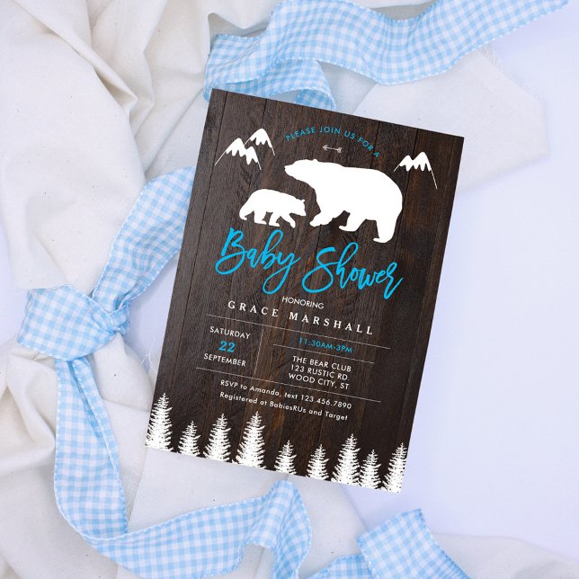 Rustic Mum and Baby Bear Baby Shower Invitation (Creator Uploaded)