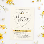 Rustic Mummy To Bee Gender Neutral Baby Shower Invitation<br><div class="desc">A garden-themed baby shower invitation for baby boy, baby girl, or gender-neutral events. This design features a hand-drawn mother and baby bee with their paths forming a heart around the words "Mummy to bee". The mum's name appears below in rustic capitals against a yellow banner with the celebration details below....</div>