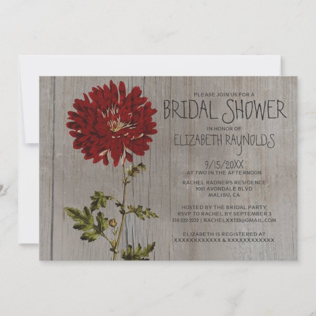 Rustic Mums Bridal Shower Invitations (Front)