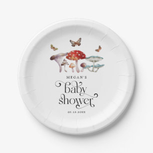 Rustic Mushroom Baby Shower Paper Plate