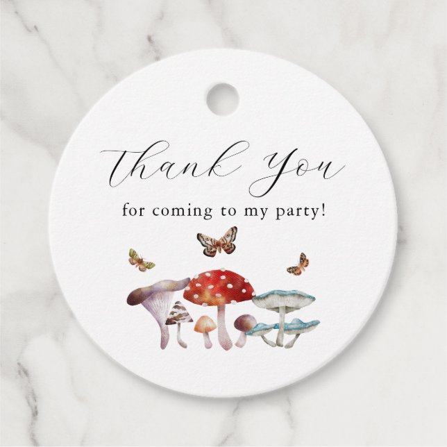 Rustic Mushroom Birthday Favour Tags (Front)