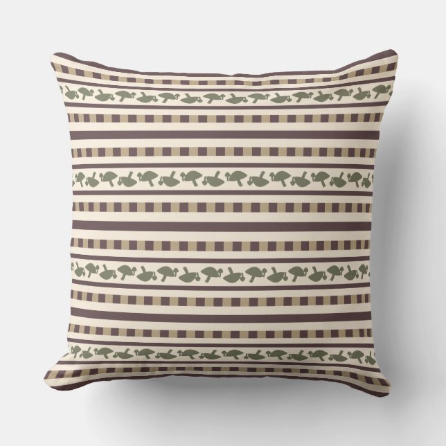 Rustic Mushroom Stripe Pattern Cushion (Front)