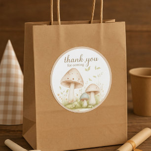 Rustic Mushroom Thank You Favor Sticker Label