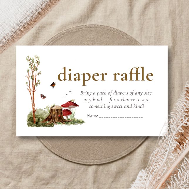 Rustic Mushroom Woodland Baby Shower Diaper Raffle Enclosure Card (Mushroom Rustic Woodland Baby Shower Diaper Raffle)