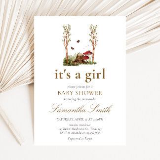 Rustic Mushroom Woodland Baby Shower Invitation