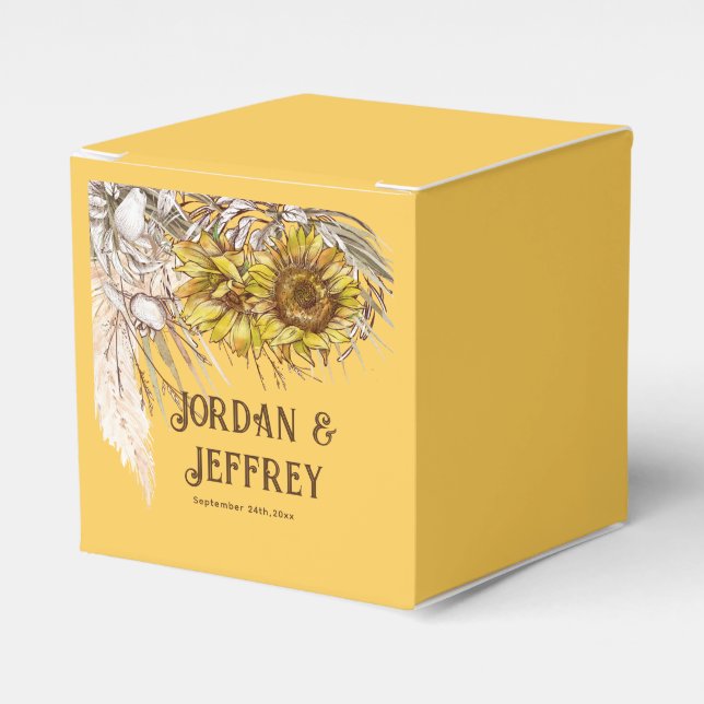 Rustic Mustard Sunflowers  Favour Box (Front Side)