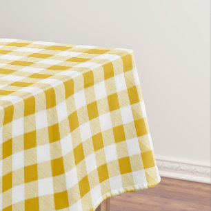 Rustic Mustard Yellow Gingham Buffalo Plaid  Tablecloth