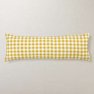 Rustic Mustard Yellow Gingham Plaid Body Cushion