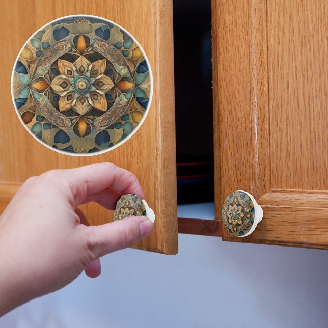 Rustic Muted Colours Pattern Ceramic Knob (Creator Uploaded)