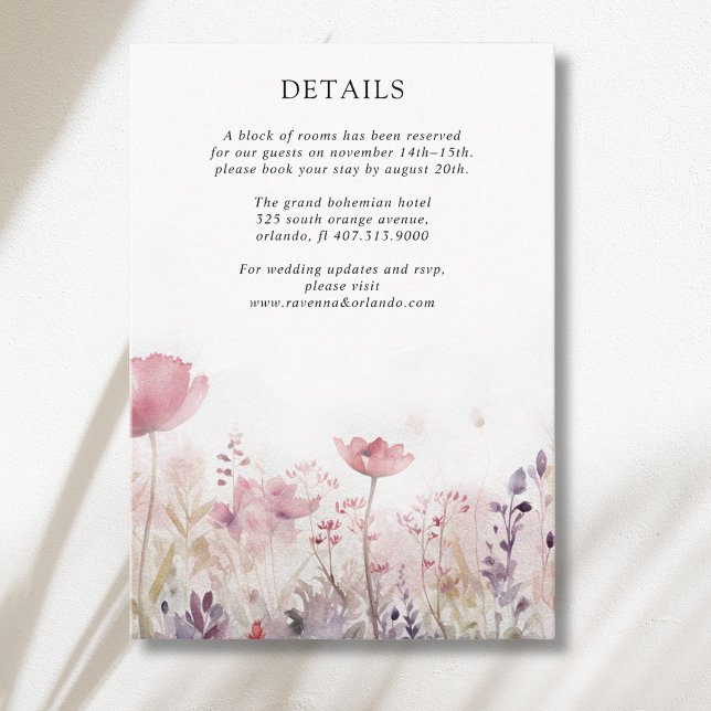 Rustic Muted Winter Wildflower Meadow Details Enclosure Card (Creator Uploaded)