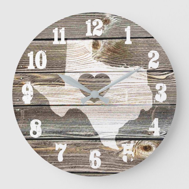 Rustic My Heart Belongs To Texs Large Clock (Front)
