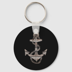 rustic nacutical ANCHOR + ROPE   Key Ring