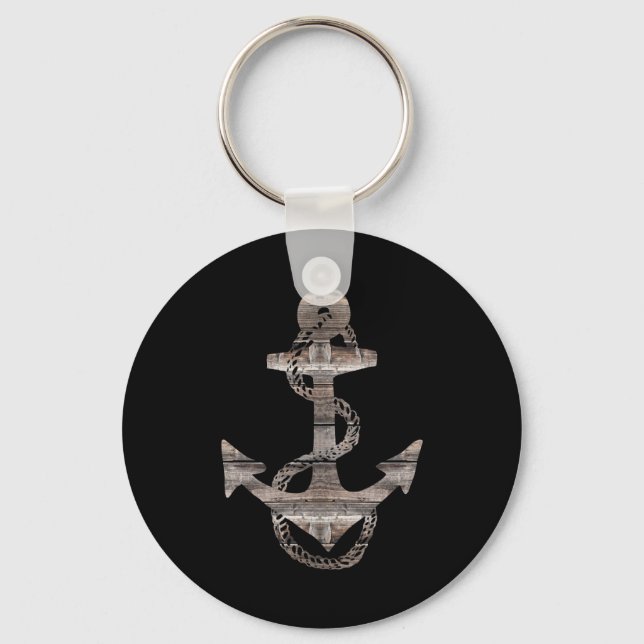 rustic nacutical ANCHOR + ROPE | Key Ring (Front)