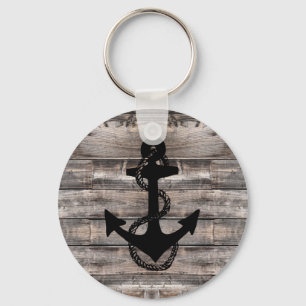 rustic nacutical ANCHOR + ROPE   Key Ring