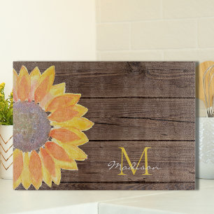 Rustic Name Monogram Floral Cutting Board